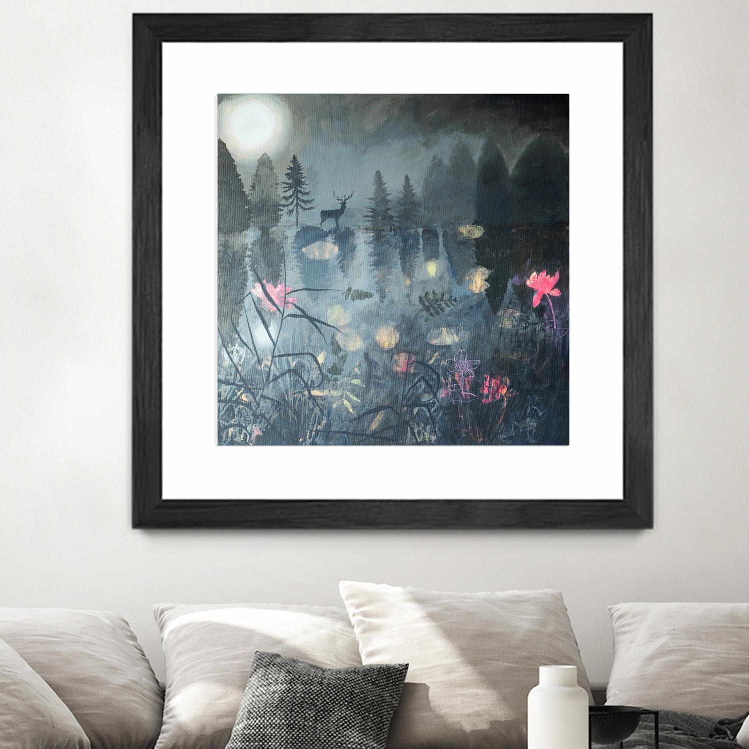 Moonlit Moment by Dawn Stacey on GIANT ART - multicolor contemporary; animals; landscapes