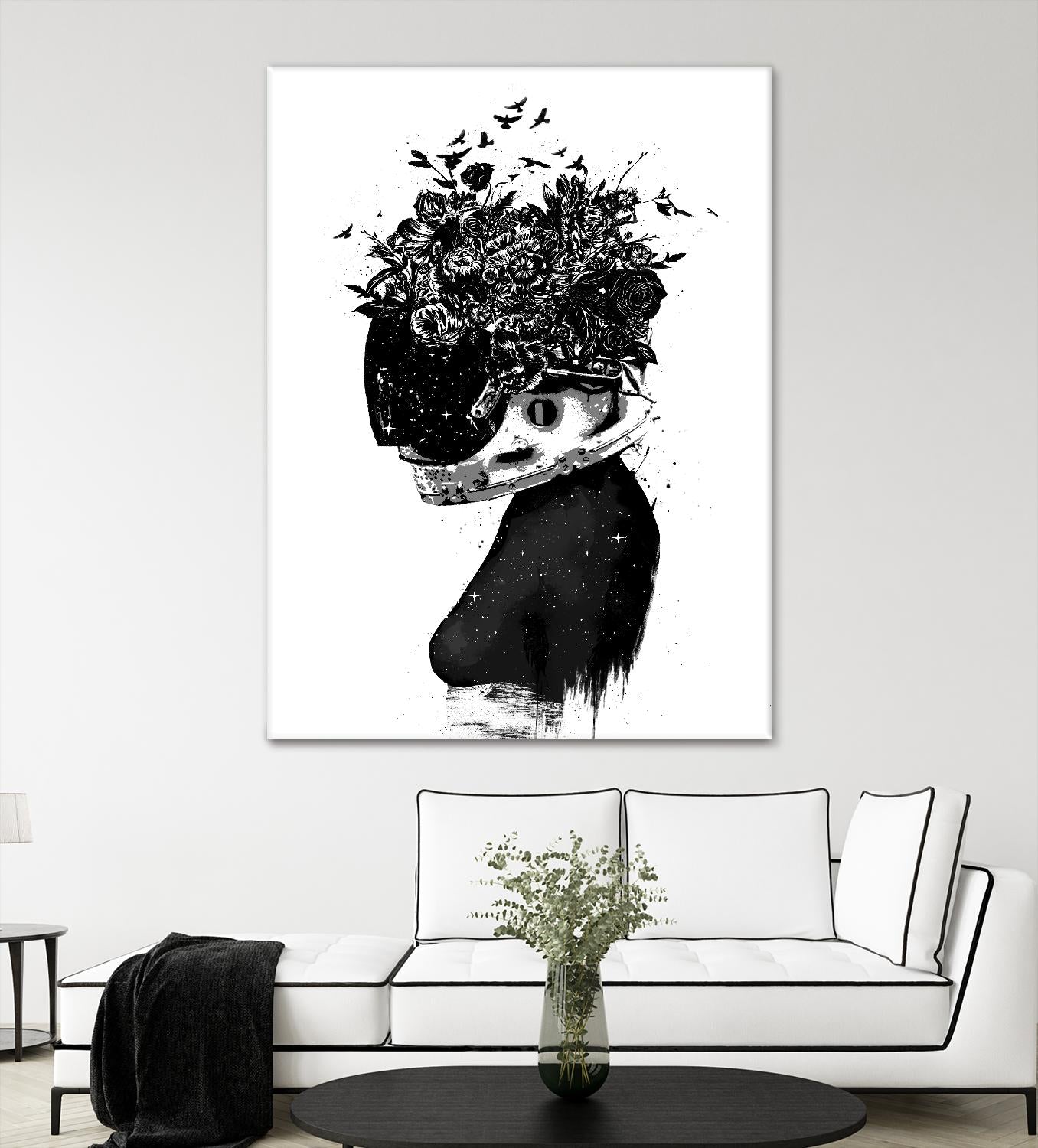 Hybrid Girl by Balazs Solti on GIANT ART - black,white contemporary, figurative, urban/pop surrealism, flowers, silhouettes