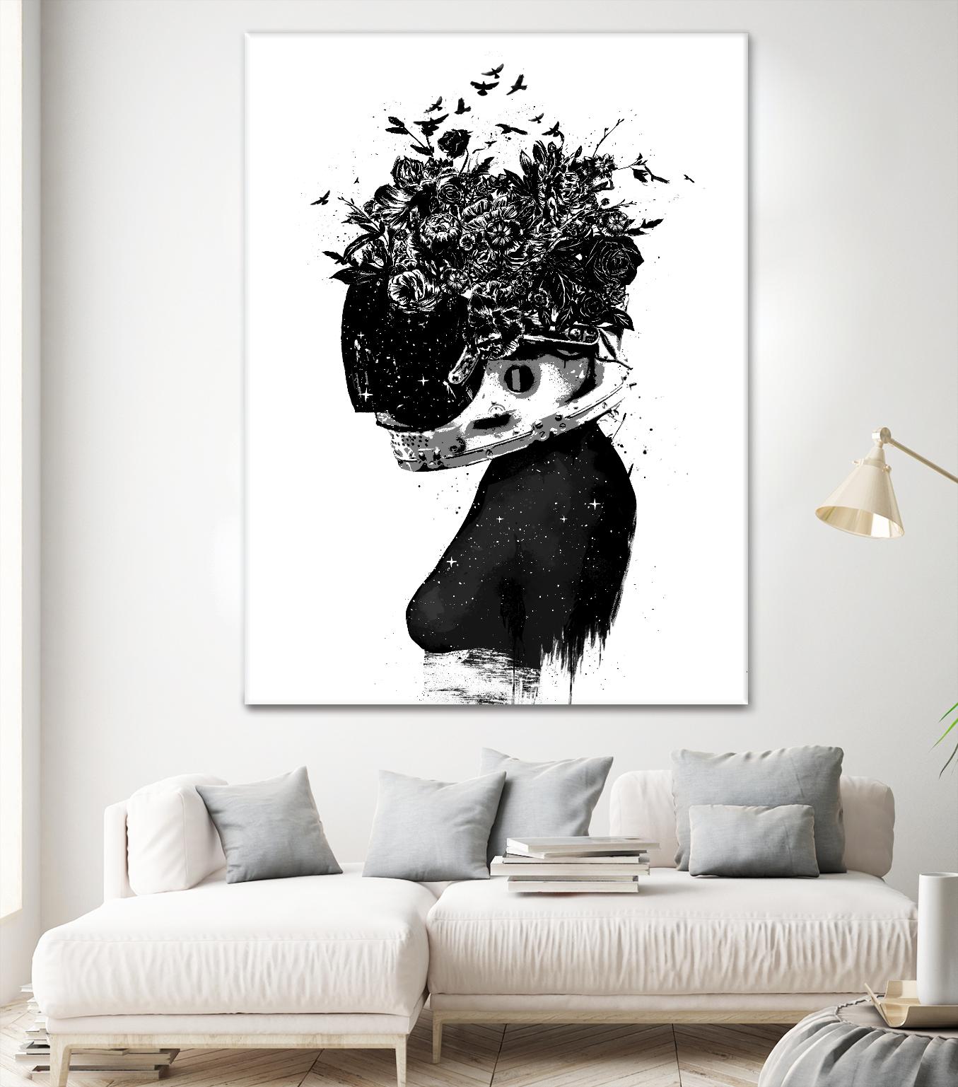 Hybrid Girl by Balazs Solti on GIANT ART - black,white contemporary, figurative, urban/pop surrealism, flowers, silhouettes