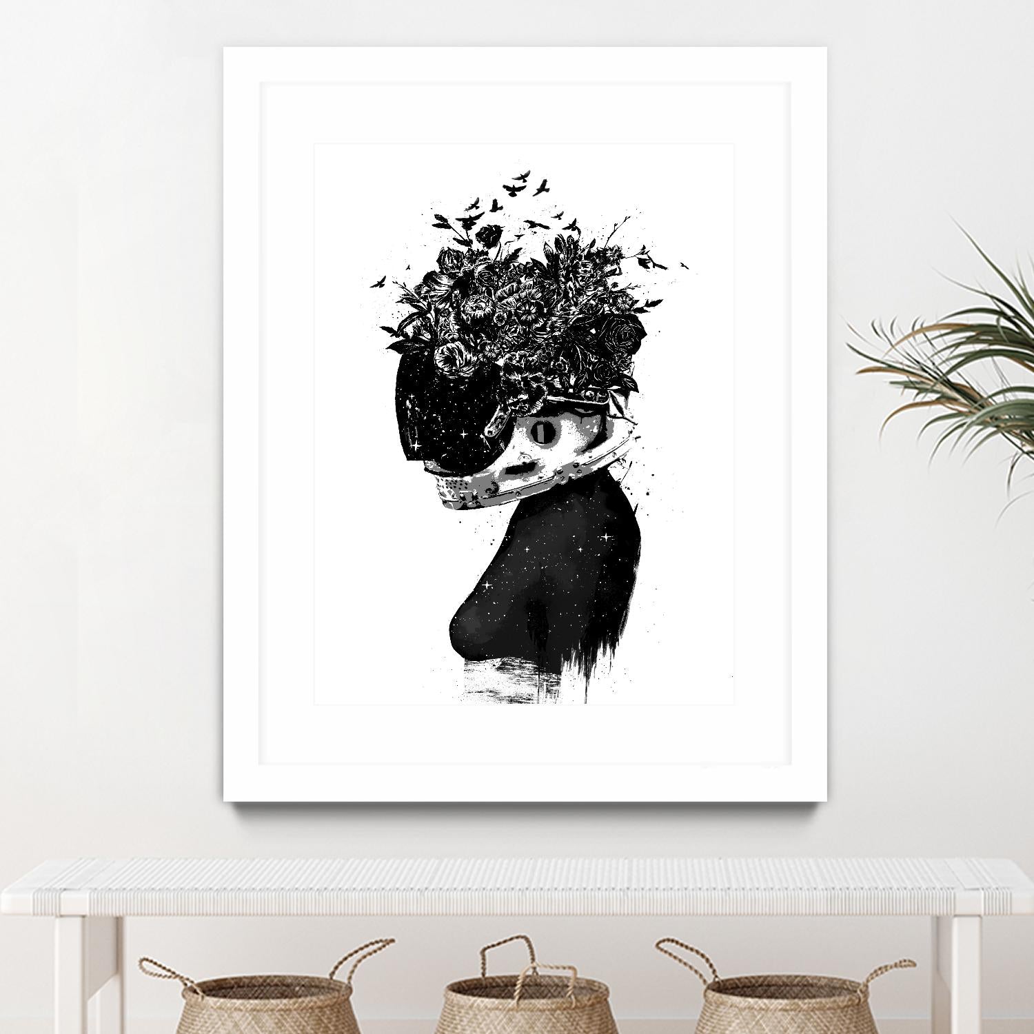 Hybrid Girl by Balazs Solti on GIANT ART - black,white contemporary, figurative, urban/pop surrealism, flowers, silhouettes