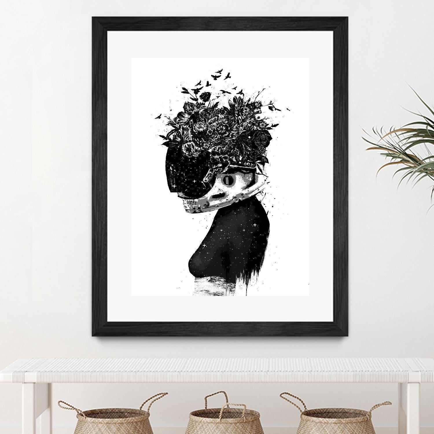 Hybrid Girl by Balazs Solti on GIANT ART - black,white contemporary, figurative, urban/pop surrealism, flowers, silhouettes