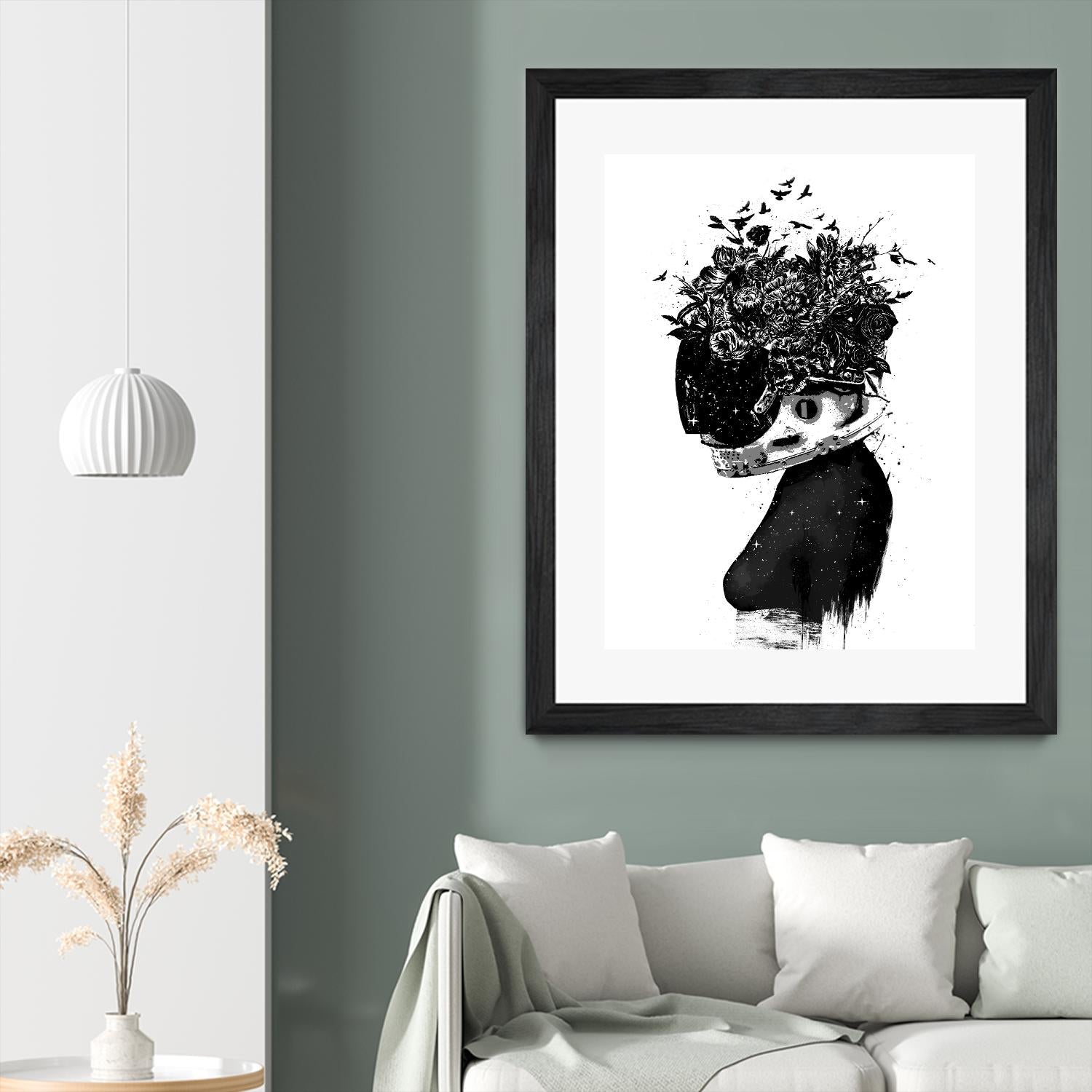 Hybrid Girl by Balazs Solti on GIANT ART - black,white contemporary, figurative, urban/pop surrealism, flowers, silhouettes