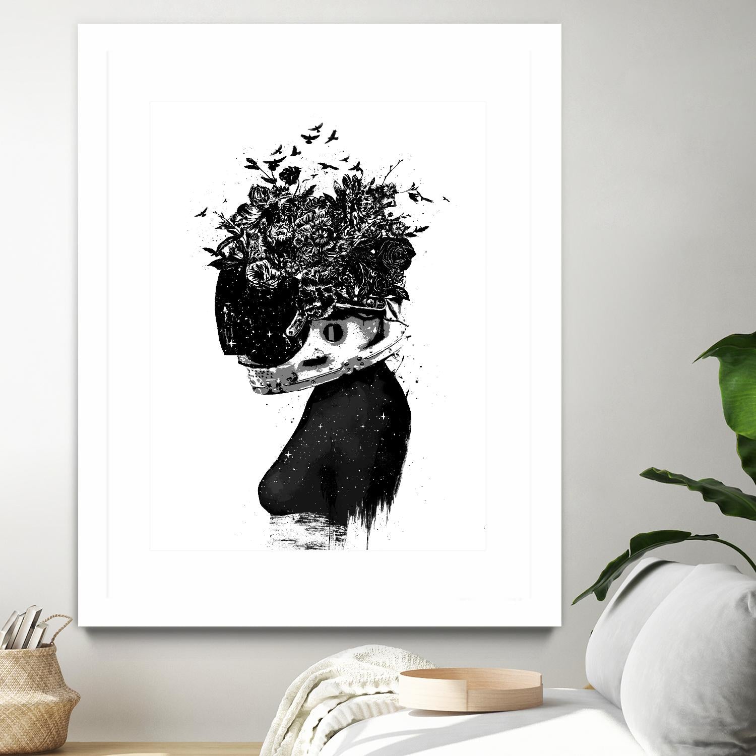 Hybrid Girl by Balazs Solti on GIANT ART - black,white contemporary, figurative, urban/pop surrealism, flowers, silhouettes