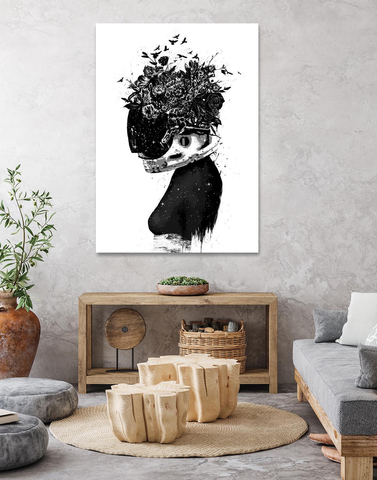 Hybrid Girl by Balazs Solti on GIANT ART - black,white contemporary, figurative, urban/pop surrealism, flowers, silhouettes