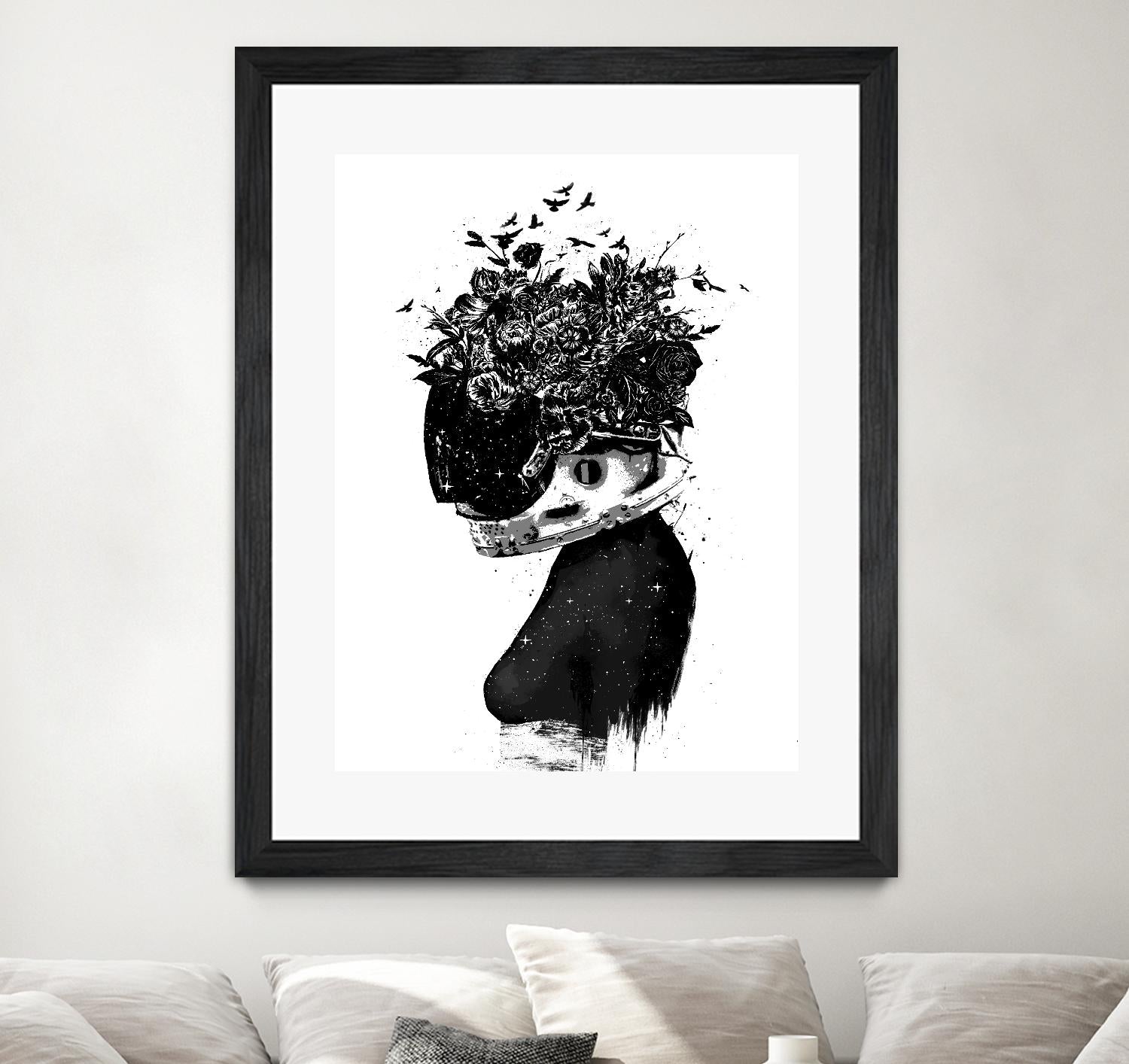 Hybrid Girl by Balazs Solti on GIANT ART - black,white contemporary, figurative, urban/pop surrealism, flowers, silhouettes