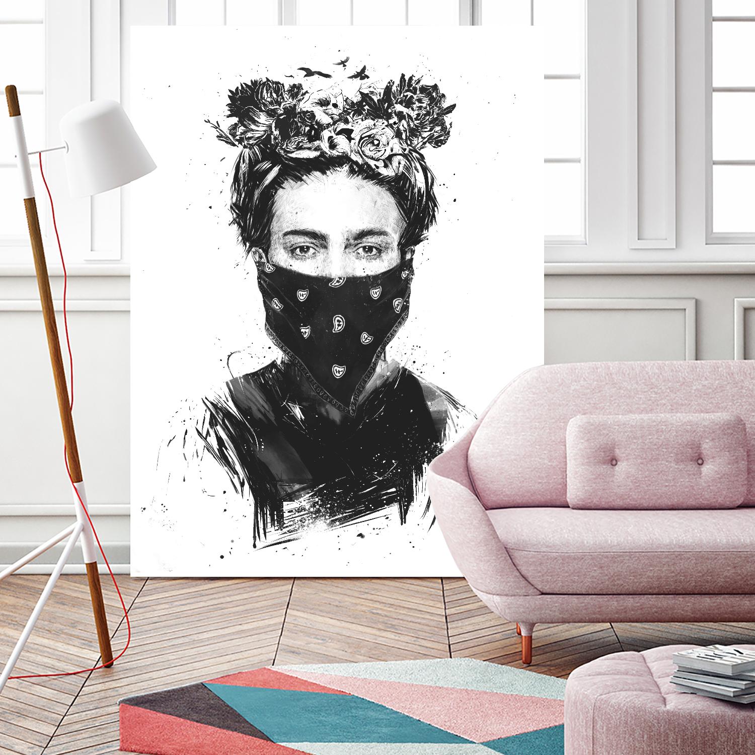 Rebel Girl by Balazs Solti on GIANT ART - black,white contemporary, figurative, urban/pop surrealism, flowers, illustration