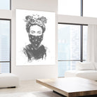 Rebel Girl by Balazs Solti on GIANT ART - black,white contemporary, figurative, urban/pop surrealism, flowers, illustration