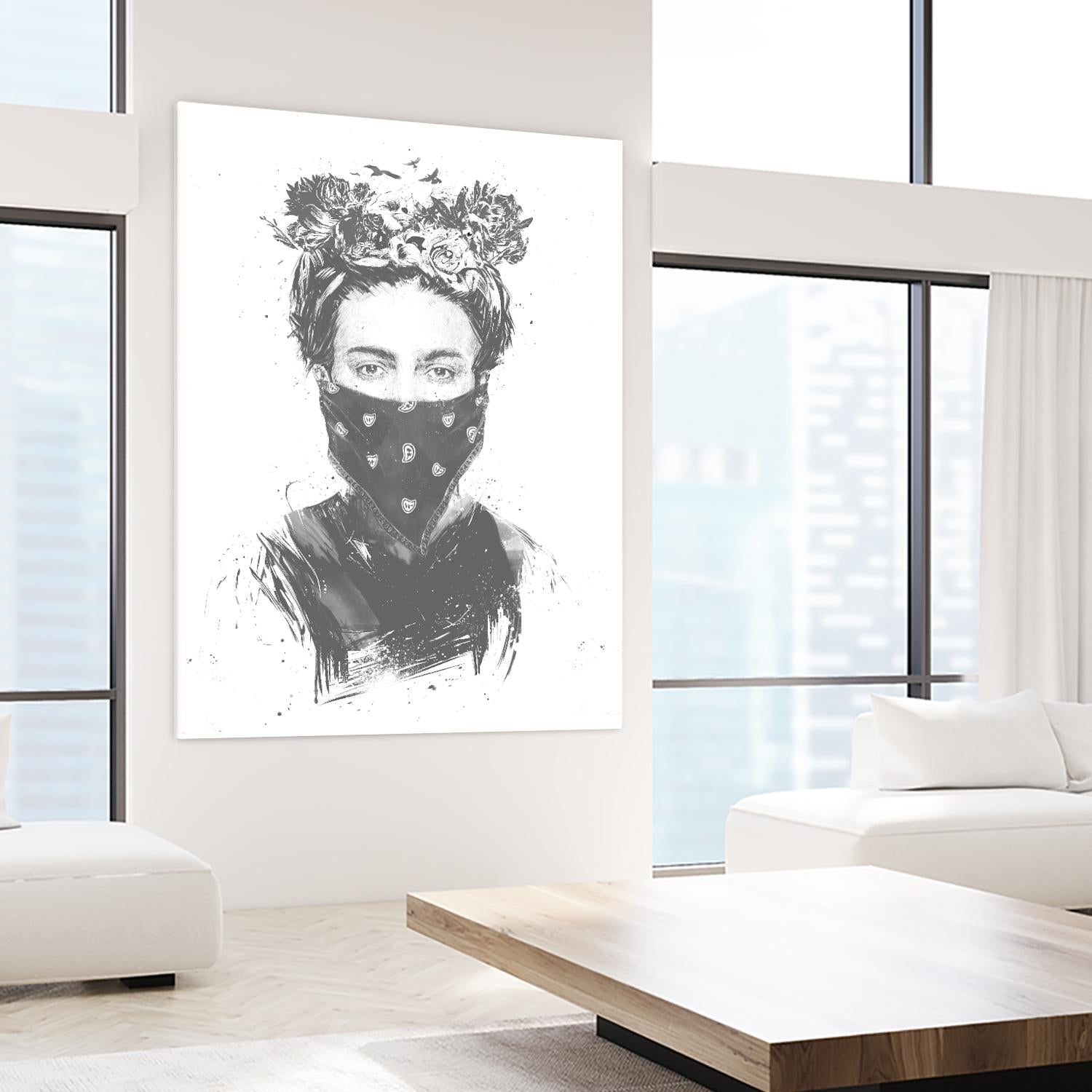 Rebel Girl by Balazs Solti on GIANT ART - black,white contemporary, figurative, urban/pop surrealism, flowers, illustration