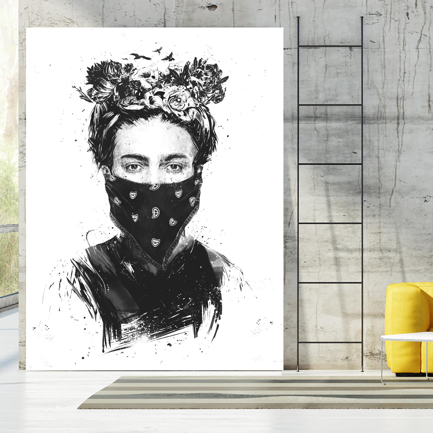 Rebel Girl by Balazs Solti on GIANT ART - black,white contemporary, figurative, urban/pop surrealism, flowers, illustration