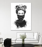 Rebel Girl by Balazs Solti on GIANT ART - black,white contemporary, figurative, urban/pop surrealism, flowers, illustration