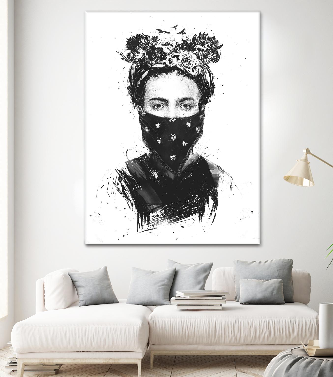 Rebel Girl by Balazs Solti on GIANT ART - black,white contemporary, figurative, urban/pop surrealism, flowers, illustration
