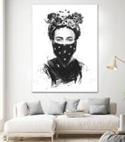 Rebel Girl by Balazs Solti on GIANT ART - black,white contemporary, figurative, urban/pop surrealism, flowers, illustration