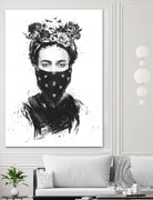 Rebel Girl by Balazs Solti on GIANT ART - black,white contemporary, figurative, urban/pop surrealism, flowers, illustration