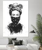 Rebel Girl by Balazs Solti on GIANT ART - black,white contemporary, figurative, urban/pop surrealism, flowers, illustration
