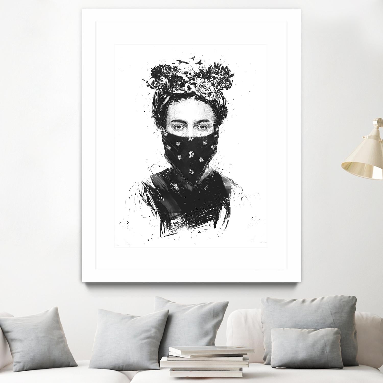 Rebel Girl by Balazs Solti on GIANT ART - black,white contemporary, figurative, urban/pop surrealism, flowers, illustration