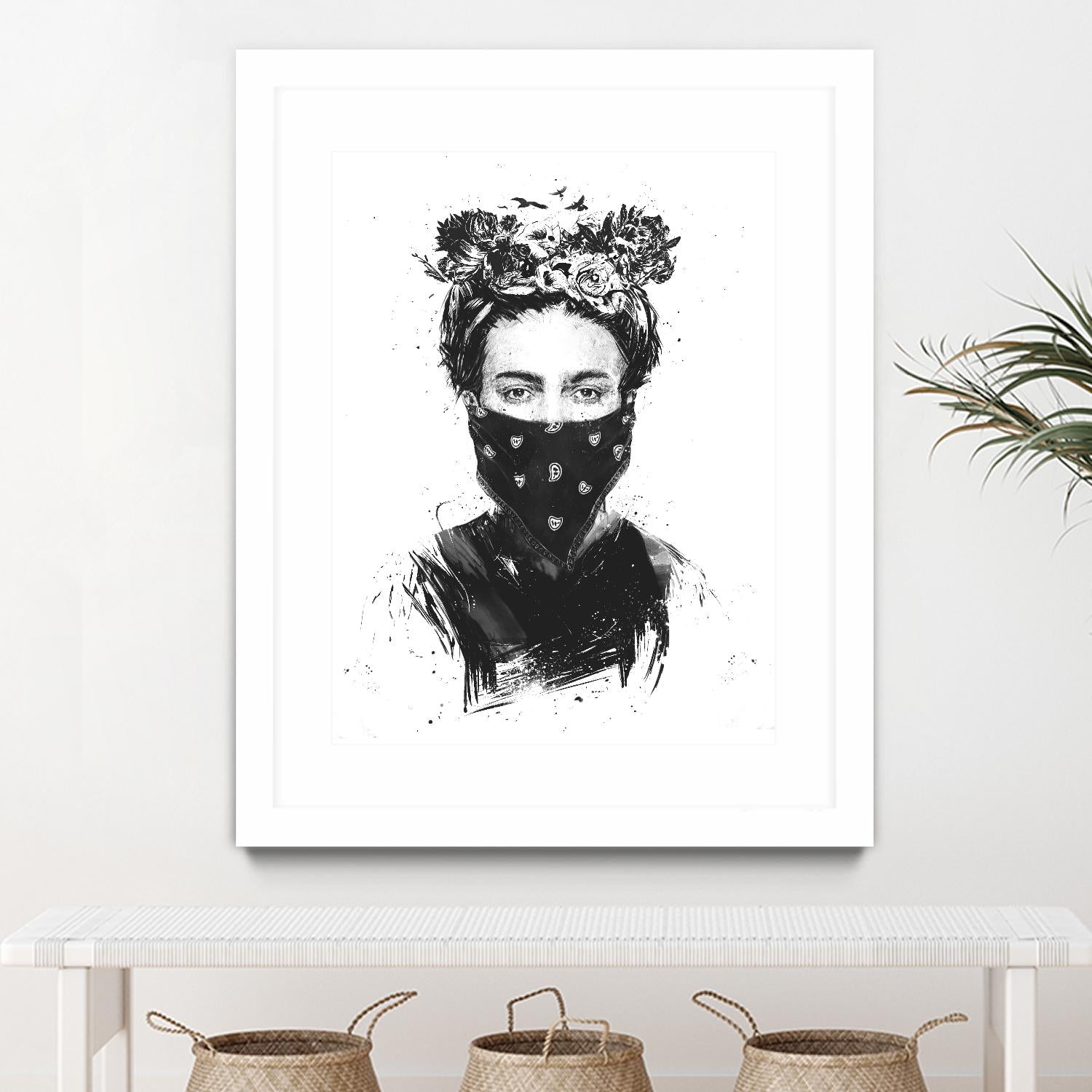 Rebel Girl by Balazs Solti on GIANT ART - black,white contemporary, figurative, urban/pop surrealism, flowers, illustration
