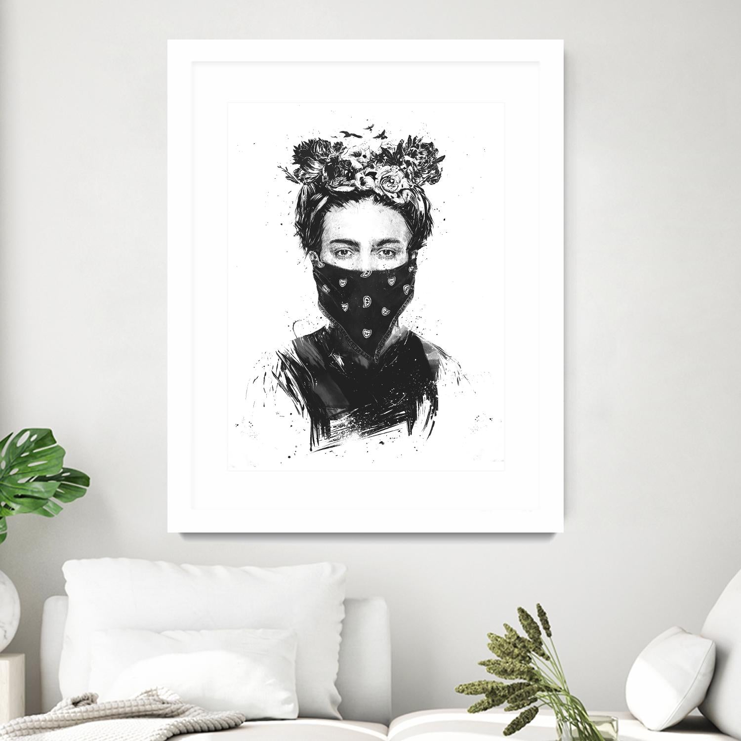 Rebel Girl by Balazs Solti on GIANT ART - black,white contemporary, figurative, urban/pop surrealism, flowers, illustration
