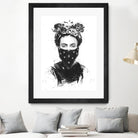 Rebel Girl by Balazs Solti on GIANT ART - black,white contemporary, figurative, urban/pop surrealism, flowers, illustration