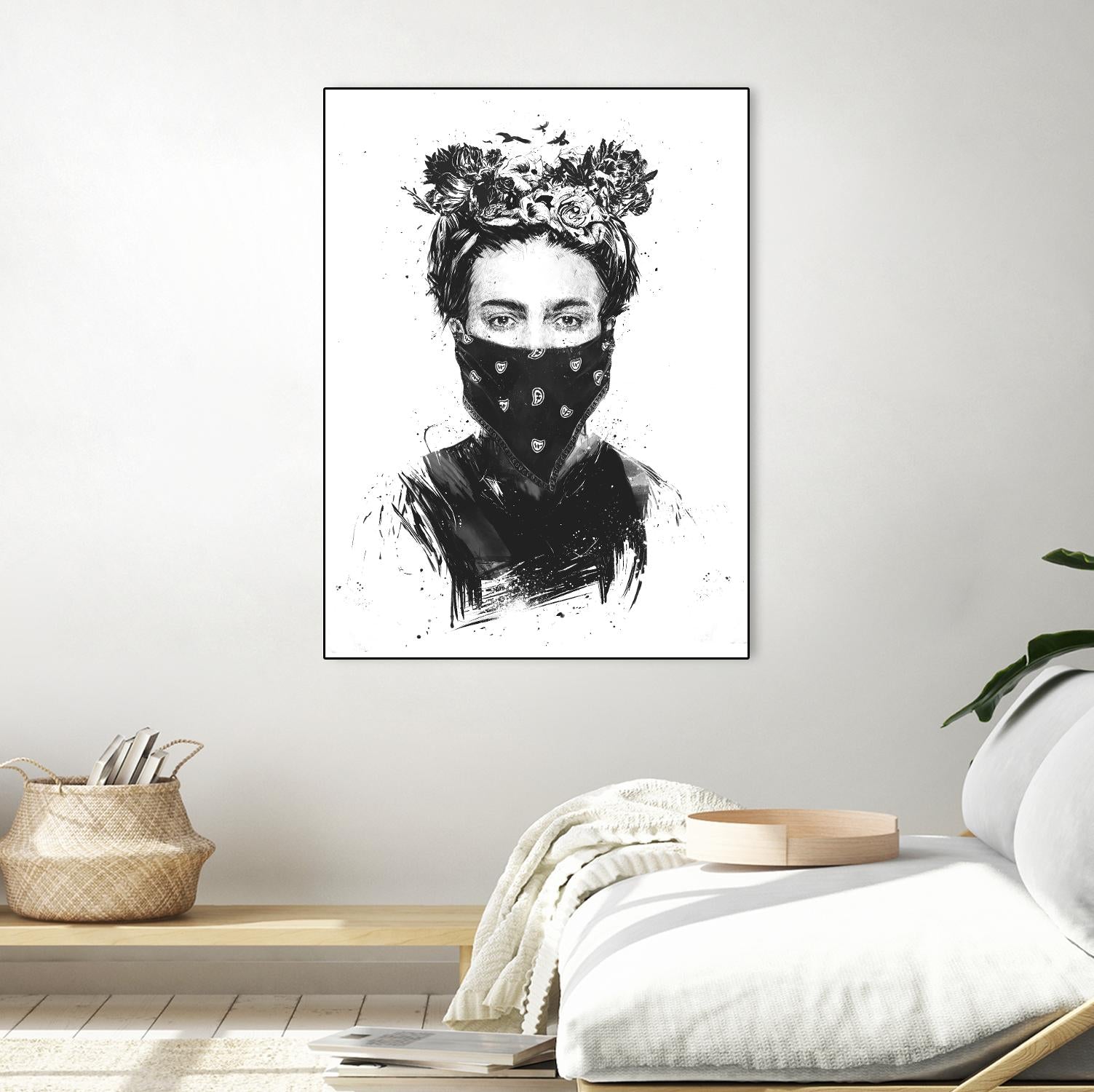 Rebel Girl by Balazs Solti on GIANT ART - black,white contemporary, figurative, urban/pop surrealism, flowers, illustration