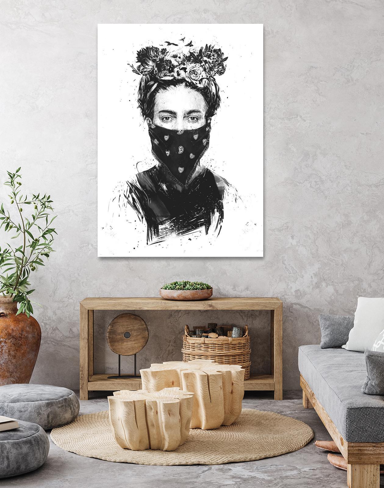 Rebel Girl by Balazs Solti on GIANT ART - black,white contemporary, figurative, urban/pop surrealism, flowers, illustration