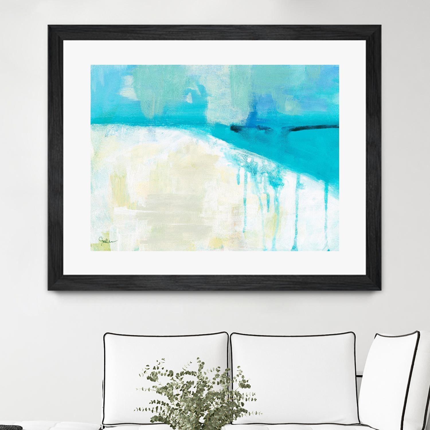 Coastal Blues I by Jan Weiss on GIANT ART - beige abstract