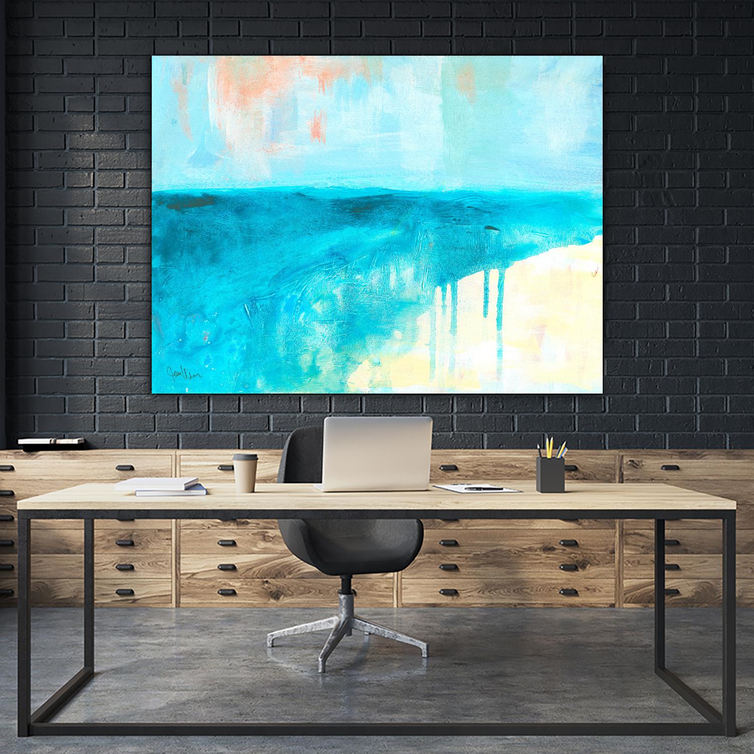 Coastal Blues 2 by Jan Weiss on GIANT ART - beige abstract