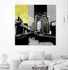 Triptych II by Elisabeth Brizzi on GIANT ART - yellow city scene