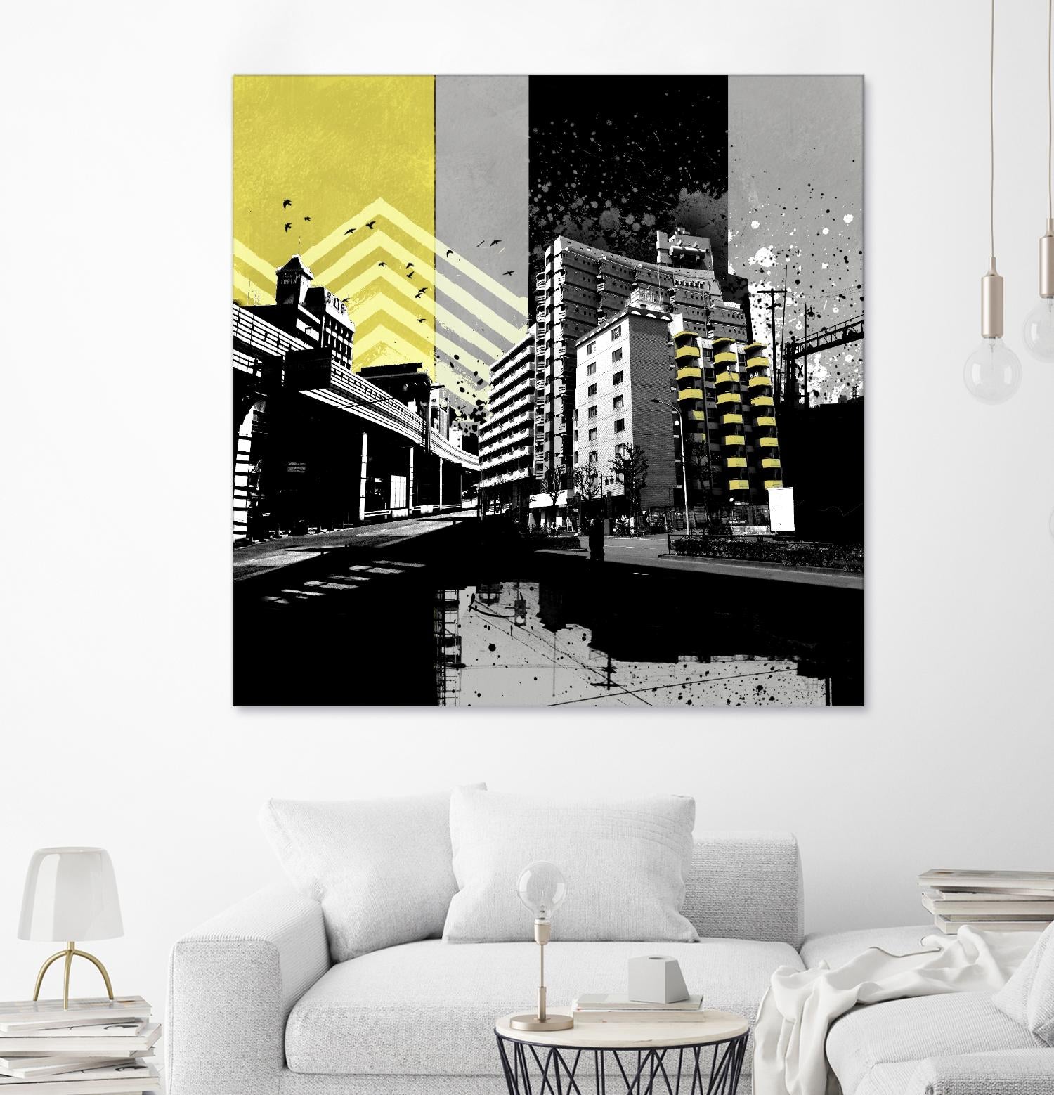 Triptych II by Elisabeth Brizzi on GIANT ART - yellow city scene