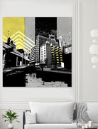 Triptych II by Elisabeth Brizzi on GIANT ART - yellow city scene