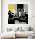 Triptych II by Elisabeth Brizzi on GIANT ART - yellow city scene