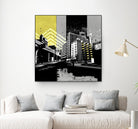 Triptych II by Elisabeth Brizzi on GIANT ART - yellow city scene
