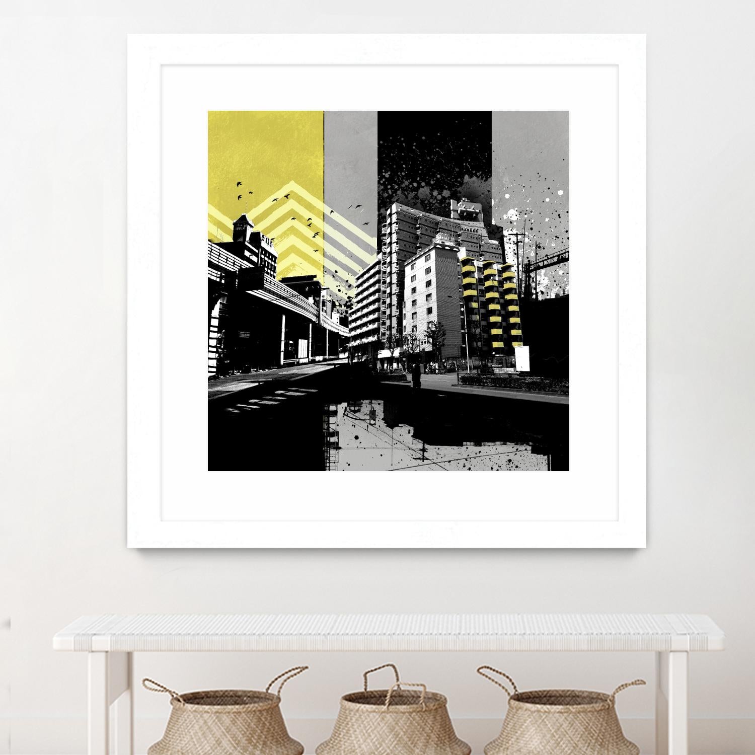 Triptych II by Elisabeth Brizzi on GIANT ART - yellow city scene