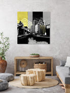 Triptych II by Elisabeth Brizzi on GIANT ART - yellow city scene
