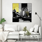 Triptych II by Elisabeth Brizzi on GIANT ART - yellow city scene