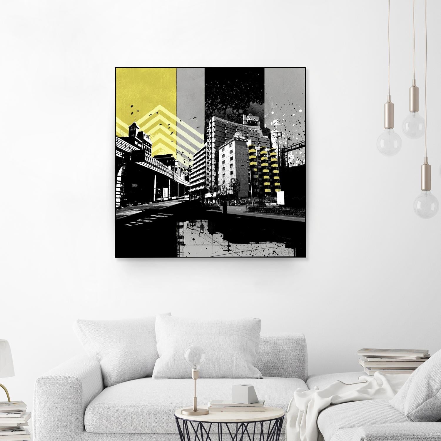Triptych II by Elisabeth Brizzi on GIANT ART - yellow city scene