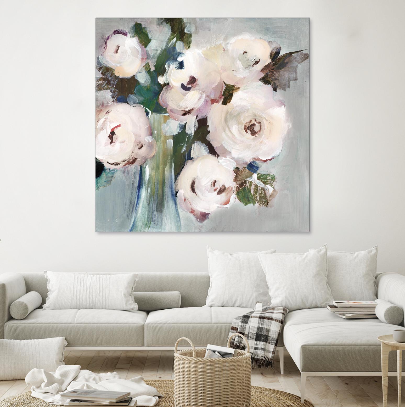 Pale Pink Bouquet I by Valeria Mravyan on GIANT ART - grey floral