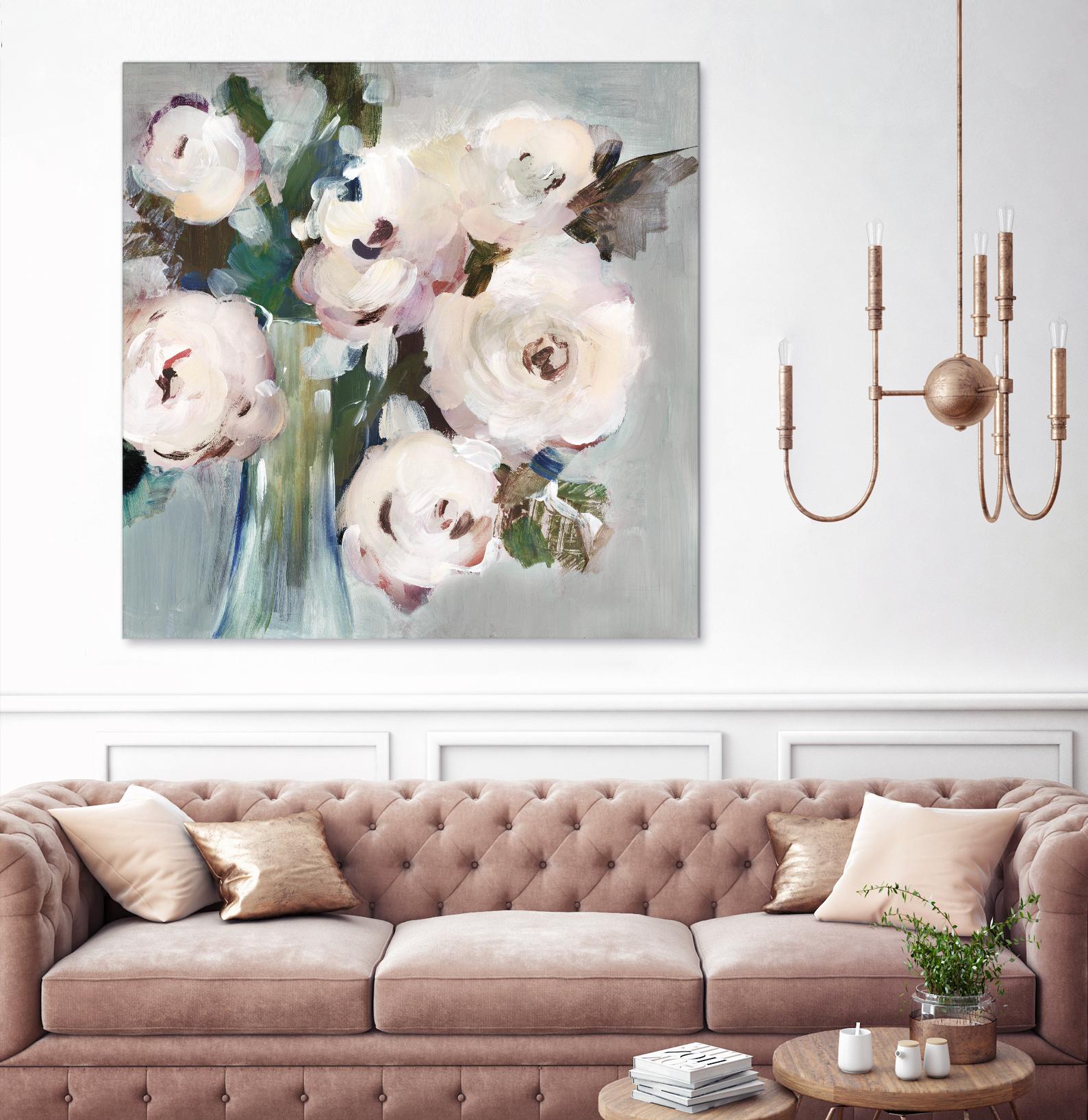 Pale Pink Bouquet I by Valeria Mravyan on GIANT ART - grey floral