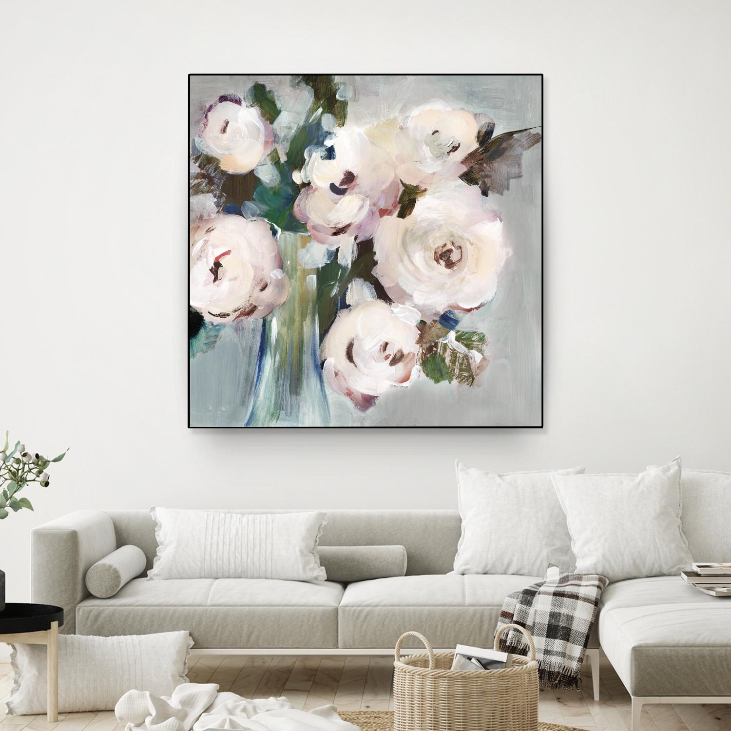 Pale Pink Bouquet I by Valeria Mravyan on GIANT ART - grey floral