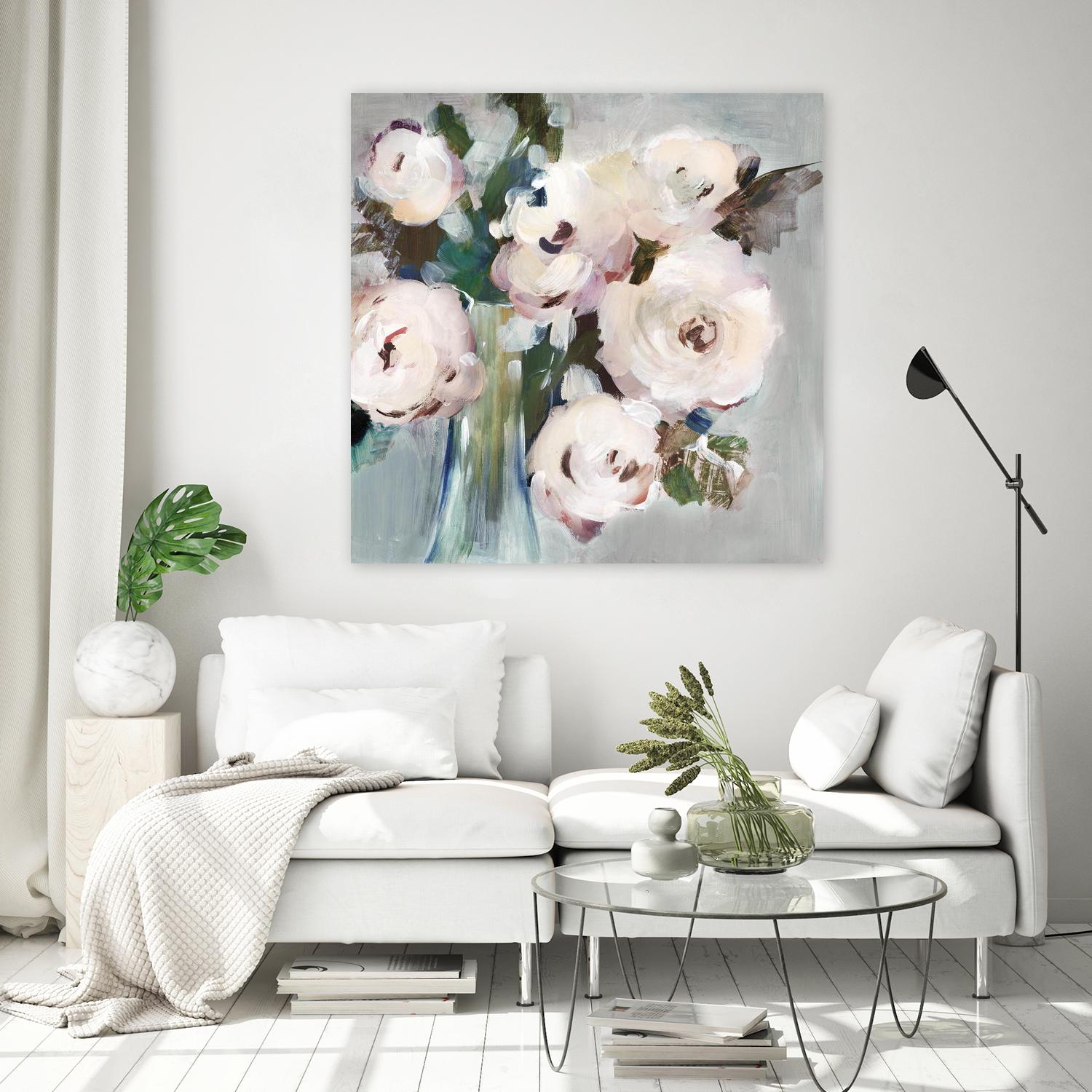 Pale Pink Bouquet I by Valeria Mravyan on GIANT ART - grey floral