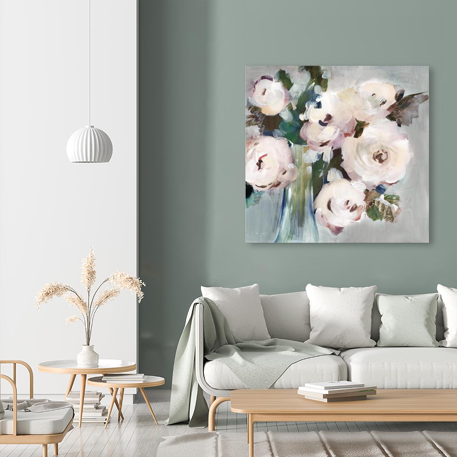 Pale Pink Bouquet I by Valeria Mravyan on GIANT ART - grey floral