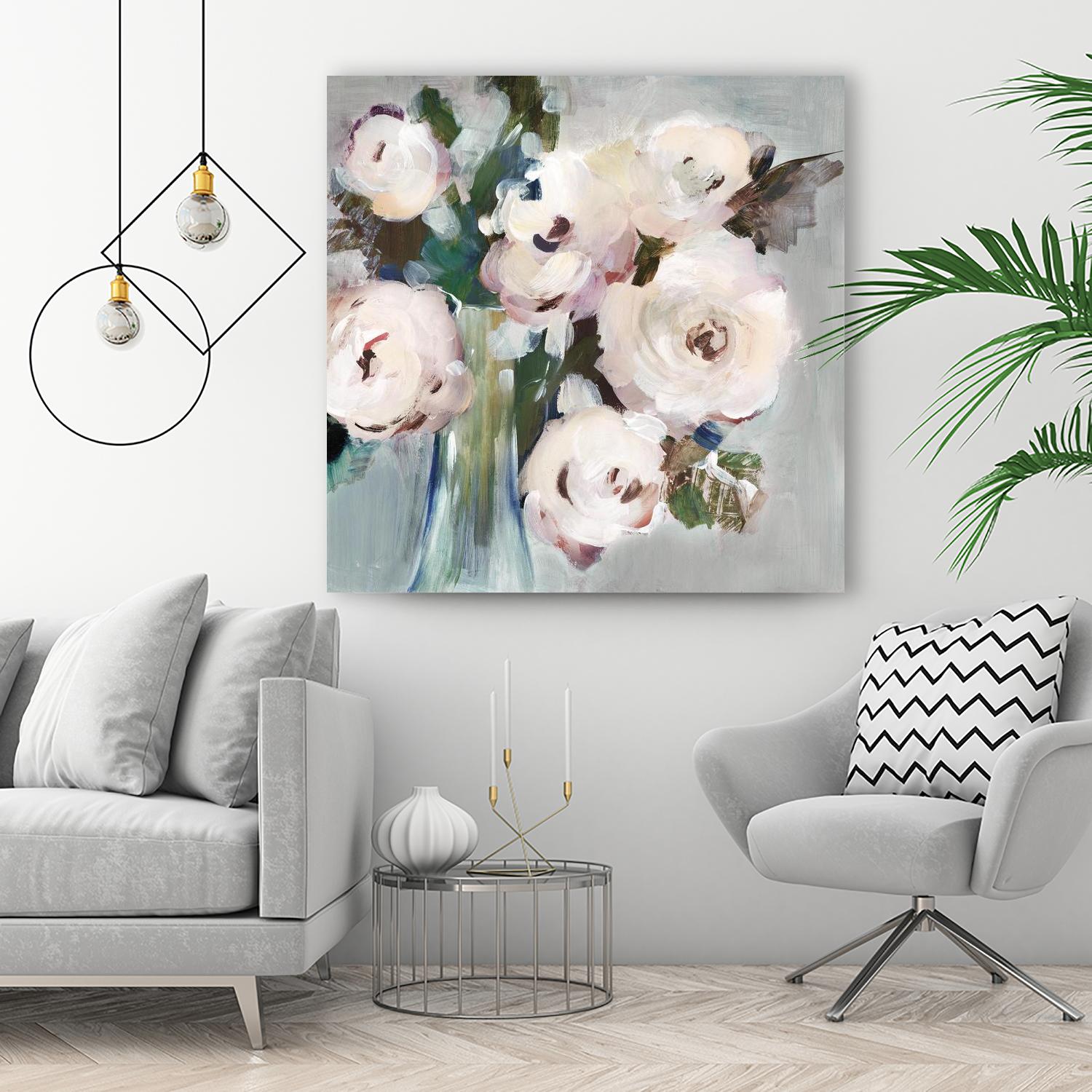 Pale Pink Bouquet I by Valeria Mravyan on GIANT ART - grey floral