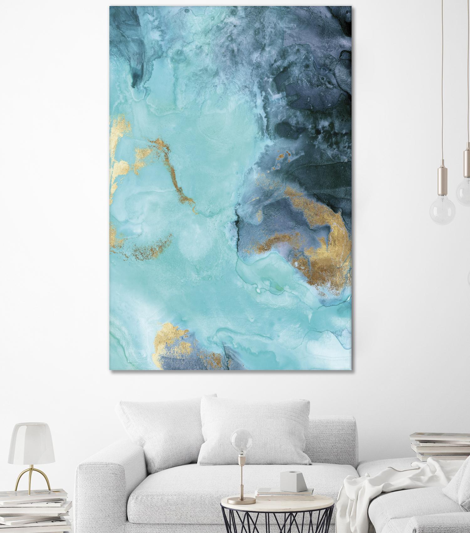 Gold Under the Sea II by Eva Watts on GIANT ART - blue abstract