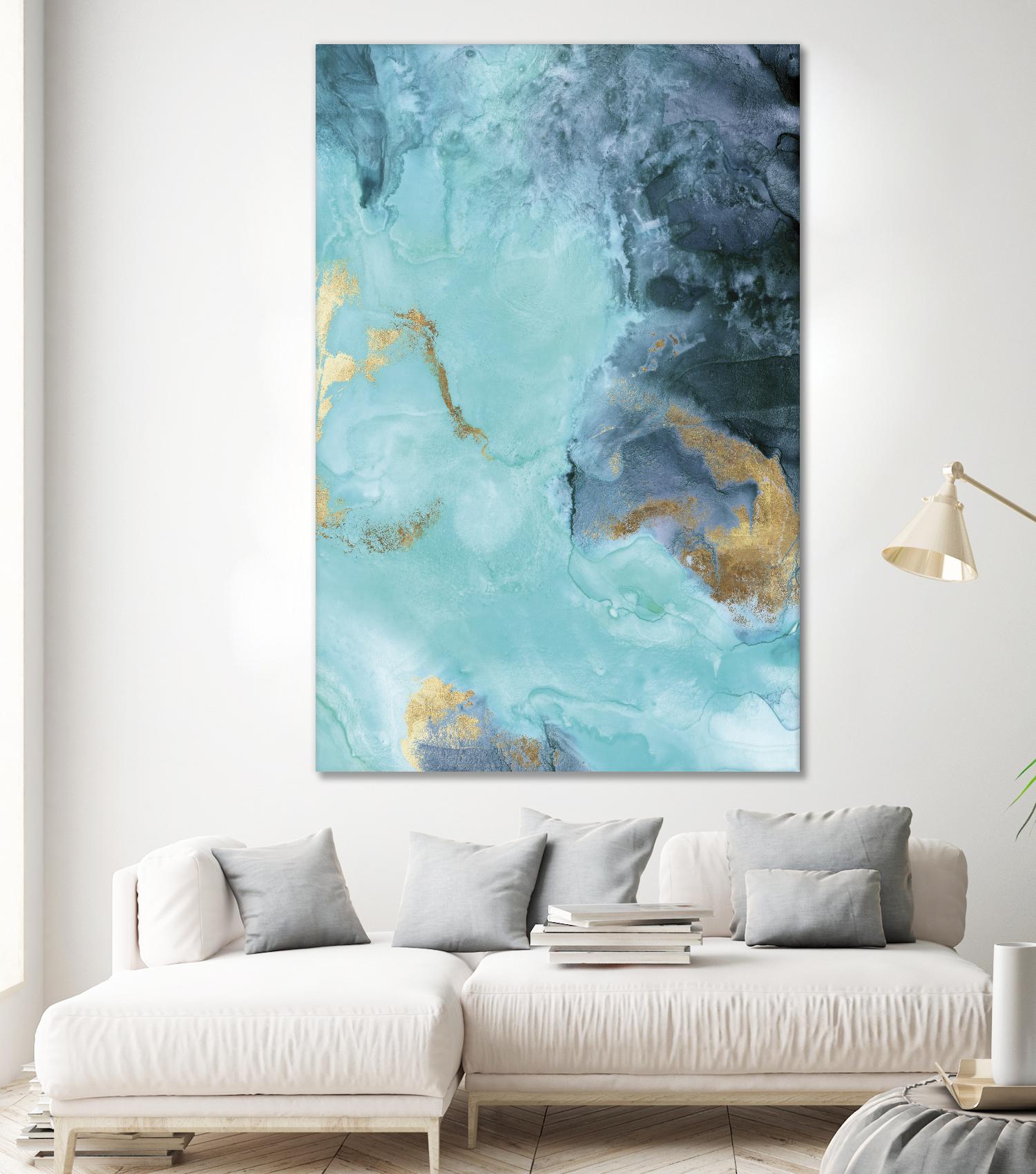 Gold Under the Sea II by Eva Watts on GIANT ART - blue abstract