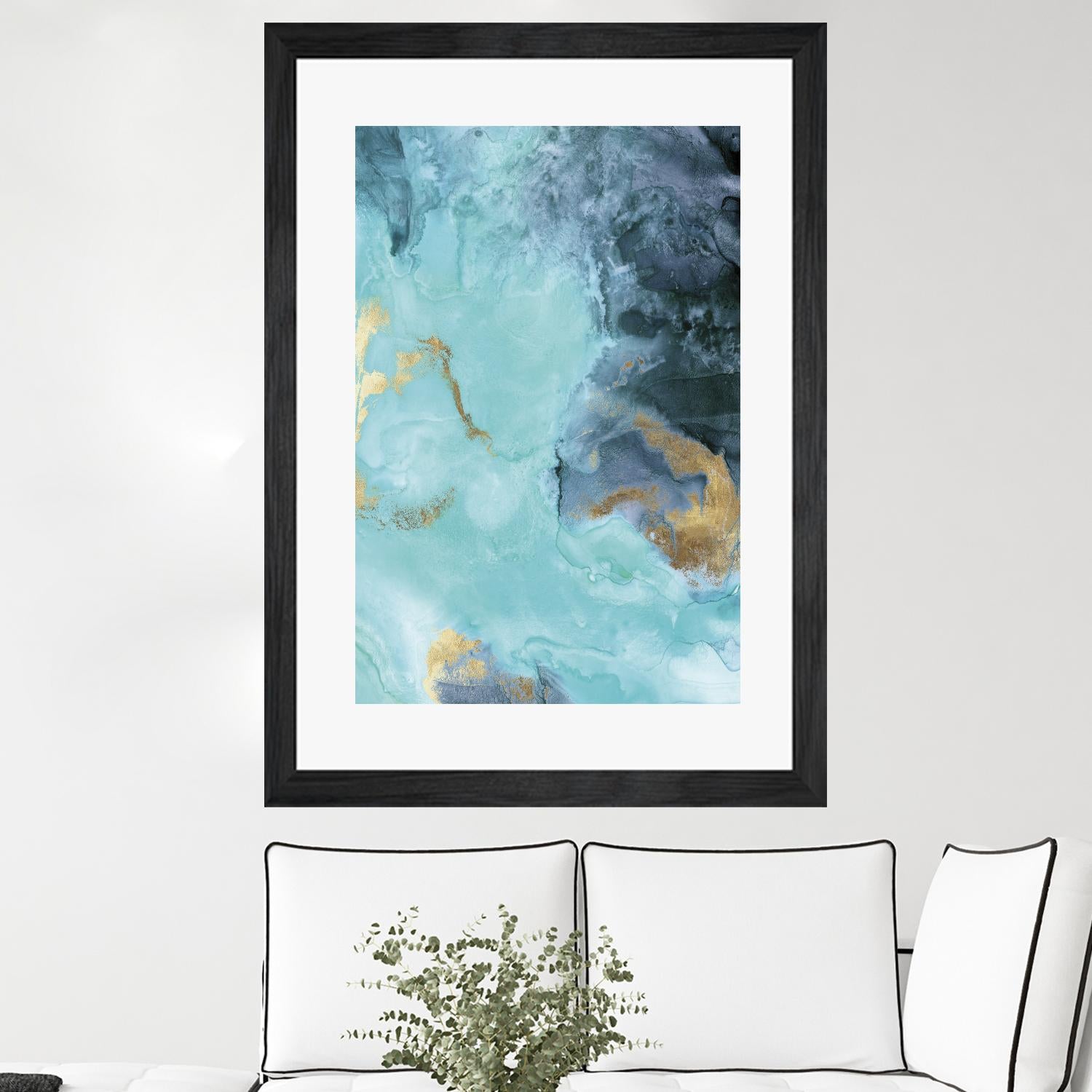 Gold Under the Sea II by Eva Watts on GIANT ART - blue abstract