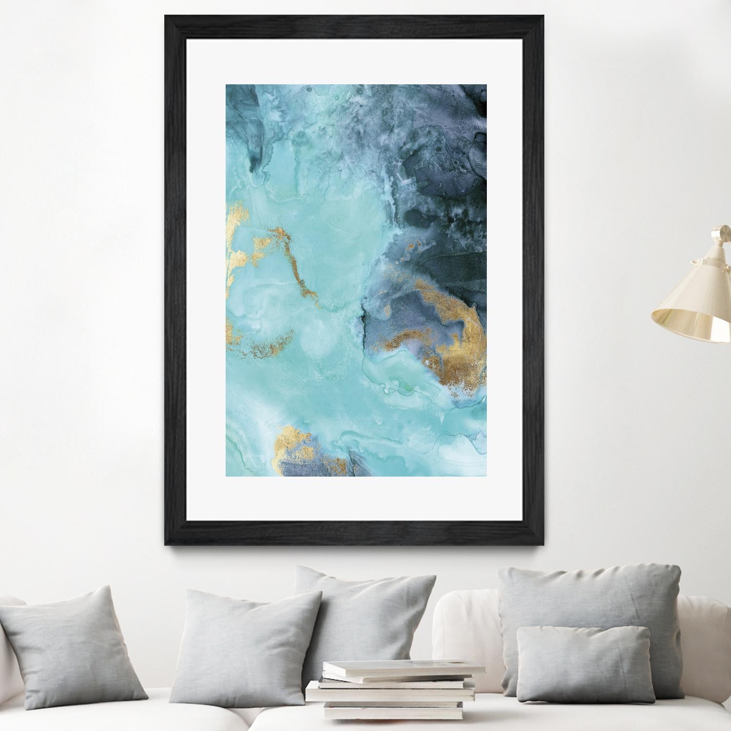 Gold Under the Sea II by Eva Watts on GIANT ART - blue abstract