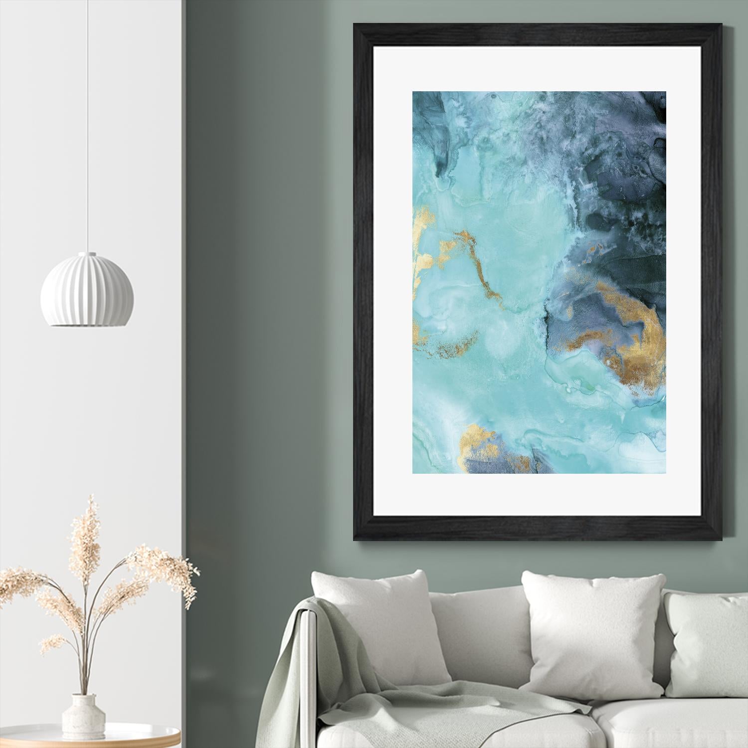 Gold Under the Sea II by Eva Watts on GIANT ART - blue abstract