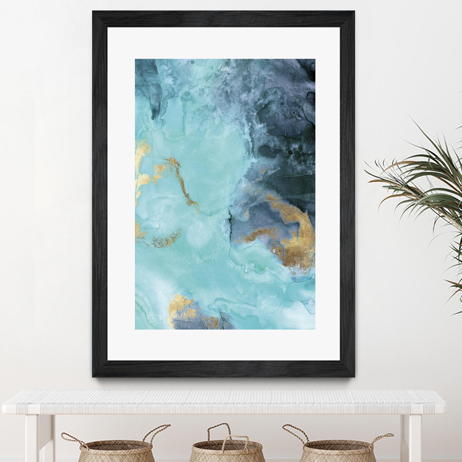 Gold Under the Sea II by Eva Watts on GIANT ART - blue abstract