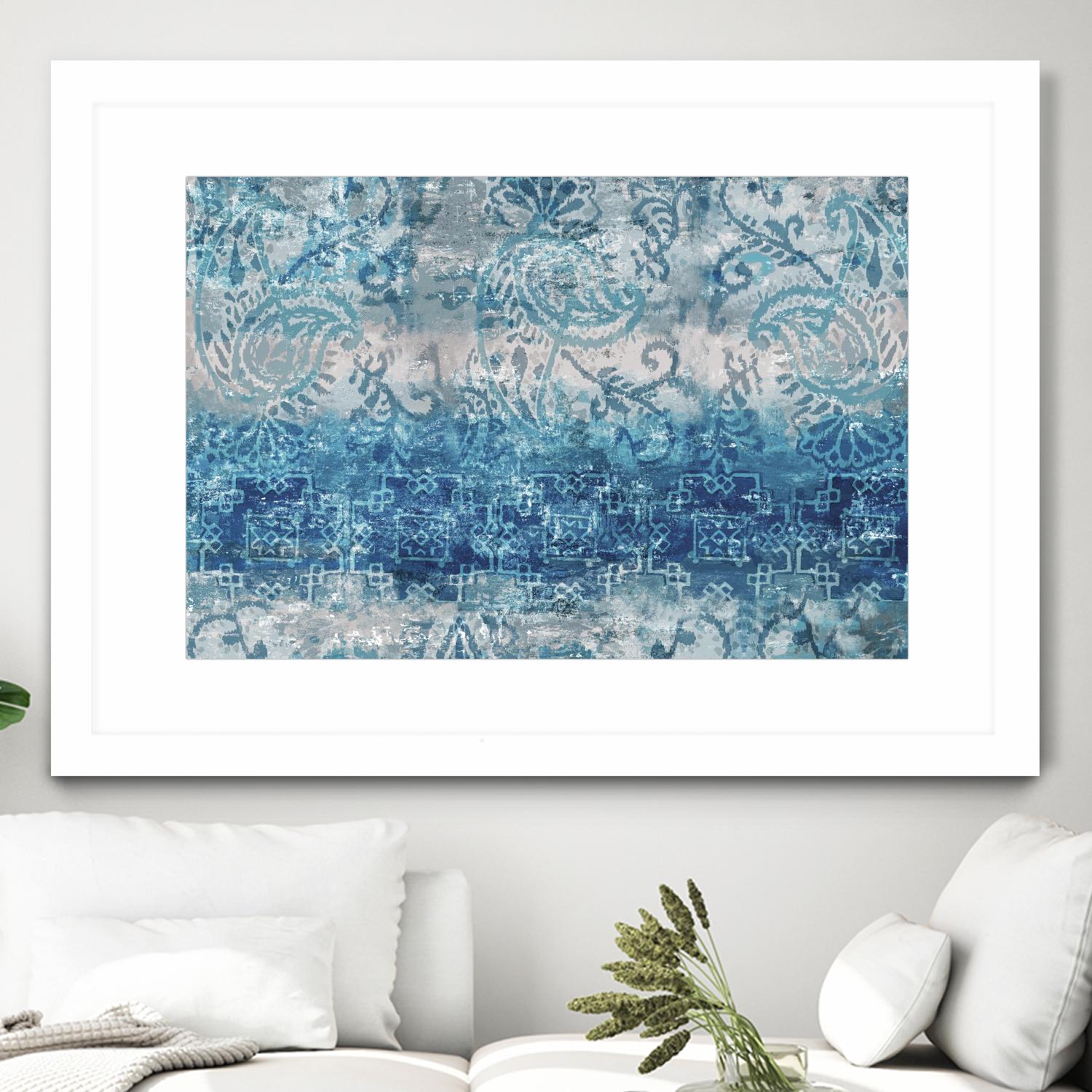 Blue Abstract Elegance II by Eva Watts on GIANT ART - white abstract