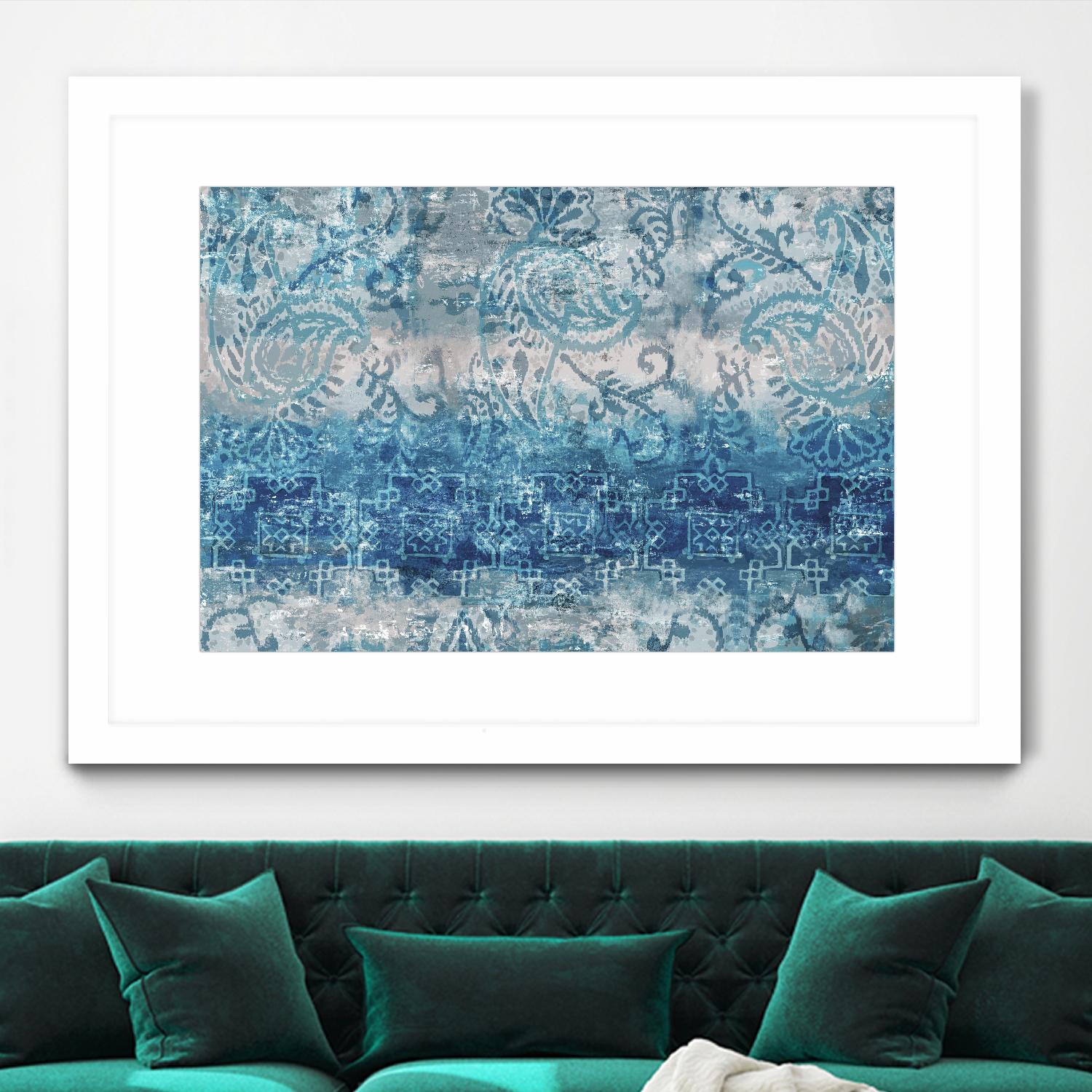 Blue Abstract Elegance II by Eva Watts on GIANT ART - white abstract