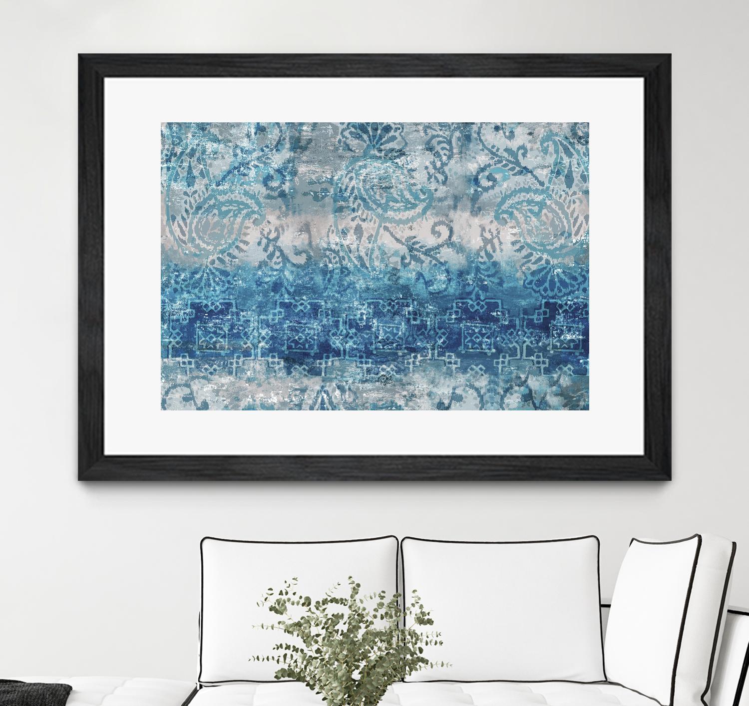 Blue Abstract Elegance II by Eva Watts on GIANT ART - white abstract